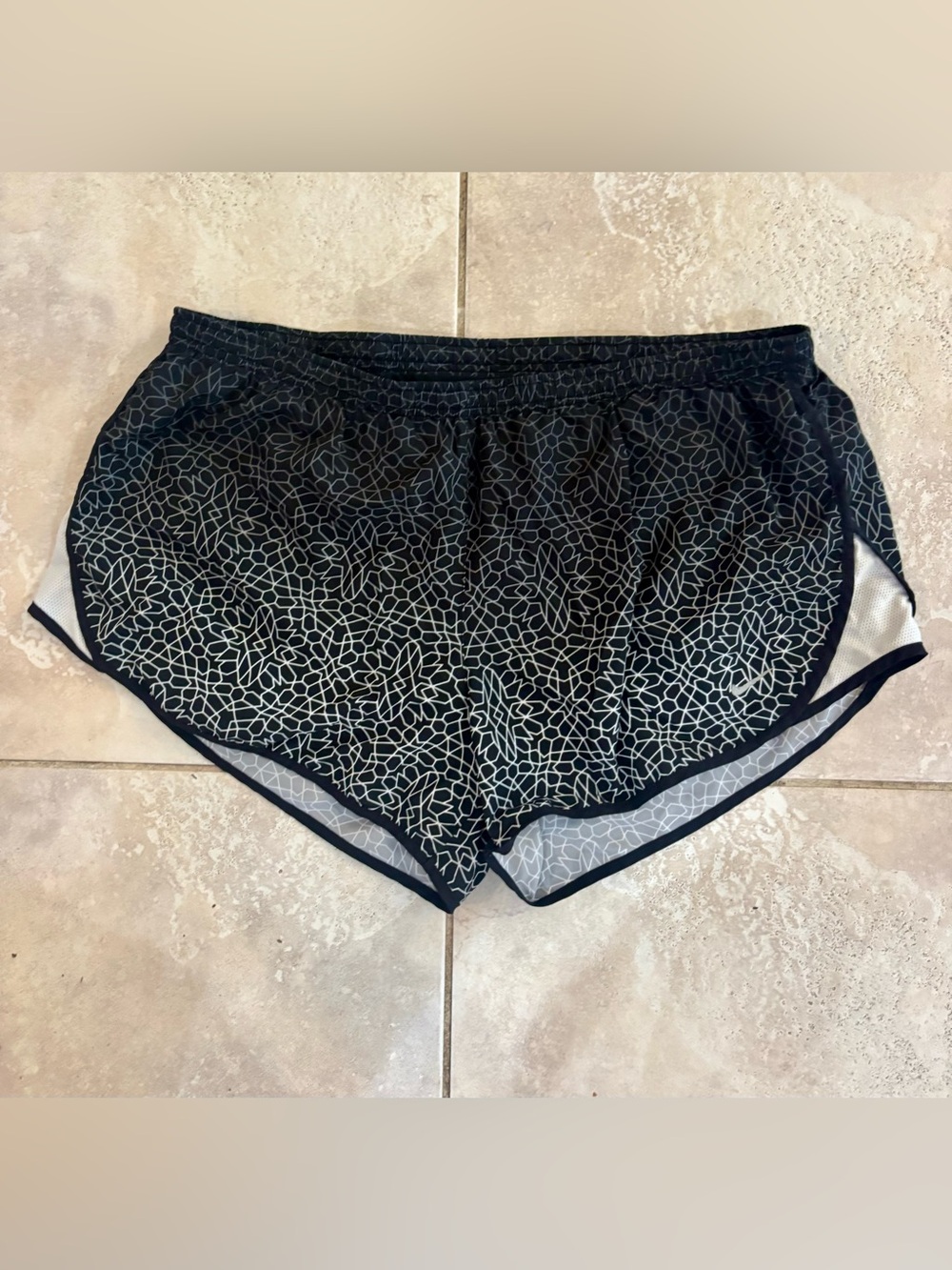 Nike Black White and Grey Geometric Pattern Dri-Fit Shorts